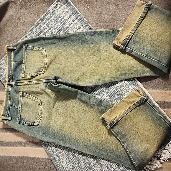 🔴 🔚🔜 SALE Bunnys 🐰 Y2K Acid Wash Straight Leg Thick Denim Jeans. - Picture 11 of 12